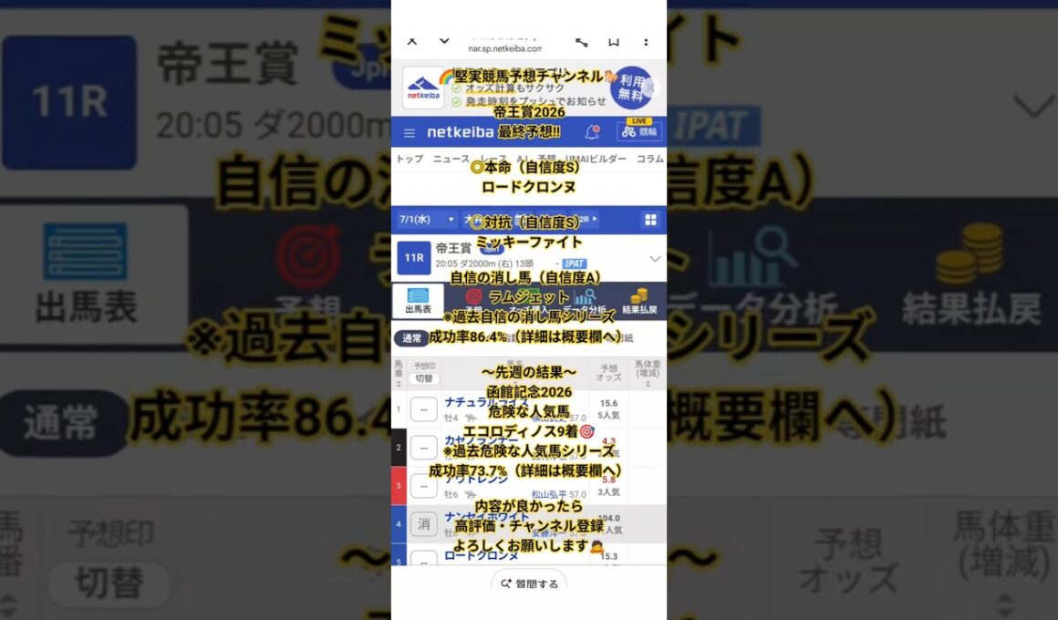 【帝王賞2026最終予想】