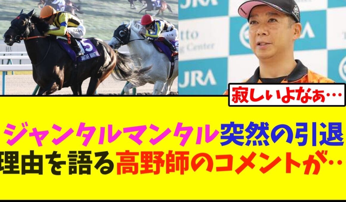 【速報】ジャンタルマンタル電撃引退、理由を語る高野調教師のコメントが…【競馬】