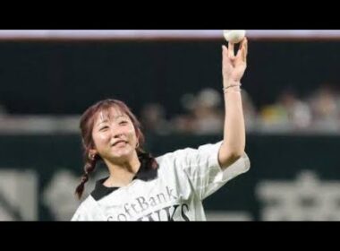 オークスVの今村聖奈が始球式　ジュウリョクピエロ仕様グラブ&背番も　まさかの死球で「情けない」