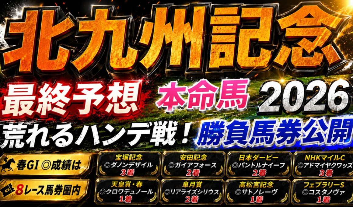 【北九州記念2026】最終予想　 春のＧⅠ◎成績は８レース馬券圏内　/宝塚記念◎ダノンデサイル🥉/安田記念◎ガイアフォース日本🥈/日本ダービー◎パントルナイーフ🥈【競馬予想】