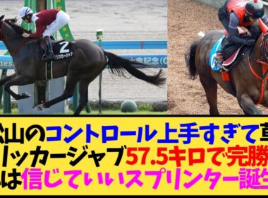【朗報】フリッカージャブ重賞初制覇！トップハンデ57 5kgで逃げ切りwww松山騎手の神コントロールが…【競馬】
