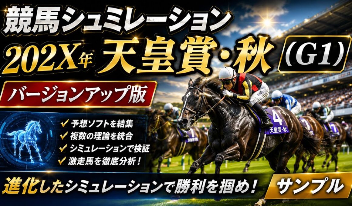 【競馬シミュレーション】202X年天皇賞・秋（GⅠ）バージョンアップ版公開！予想ソフトを統合したサンプルを初公開！