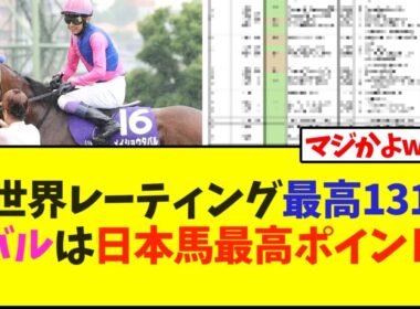 最新の世界レーティング、最高は131の2頭に！メイショウタバルは日本馬の中で最高ポイントに！！【競馬】