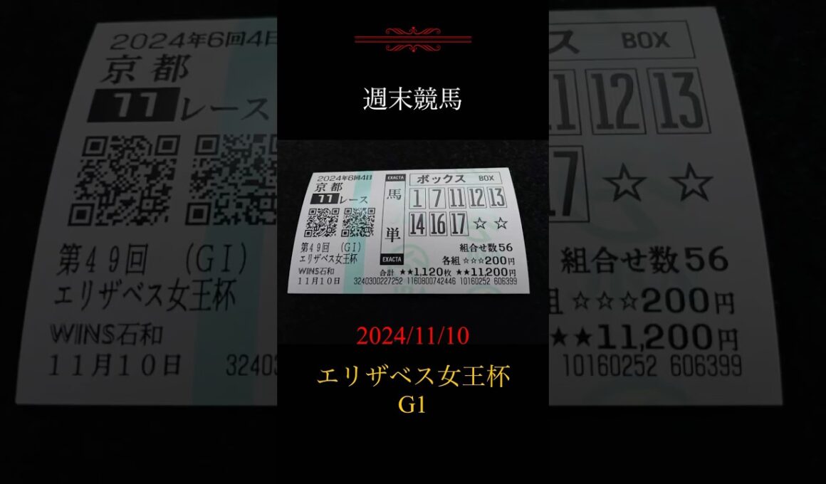 【週末競馬】エリザベス女王杯#エリザベス女王杯 #競馬 #的中馬券#馬券