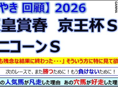 【ぼやき回顧】天皇賞春＆京王杯スプリングカップ＆ユニコーンステークス＜2026＞
