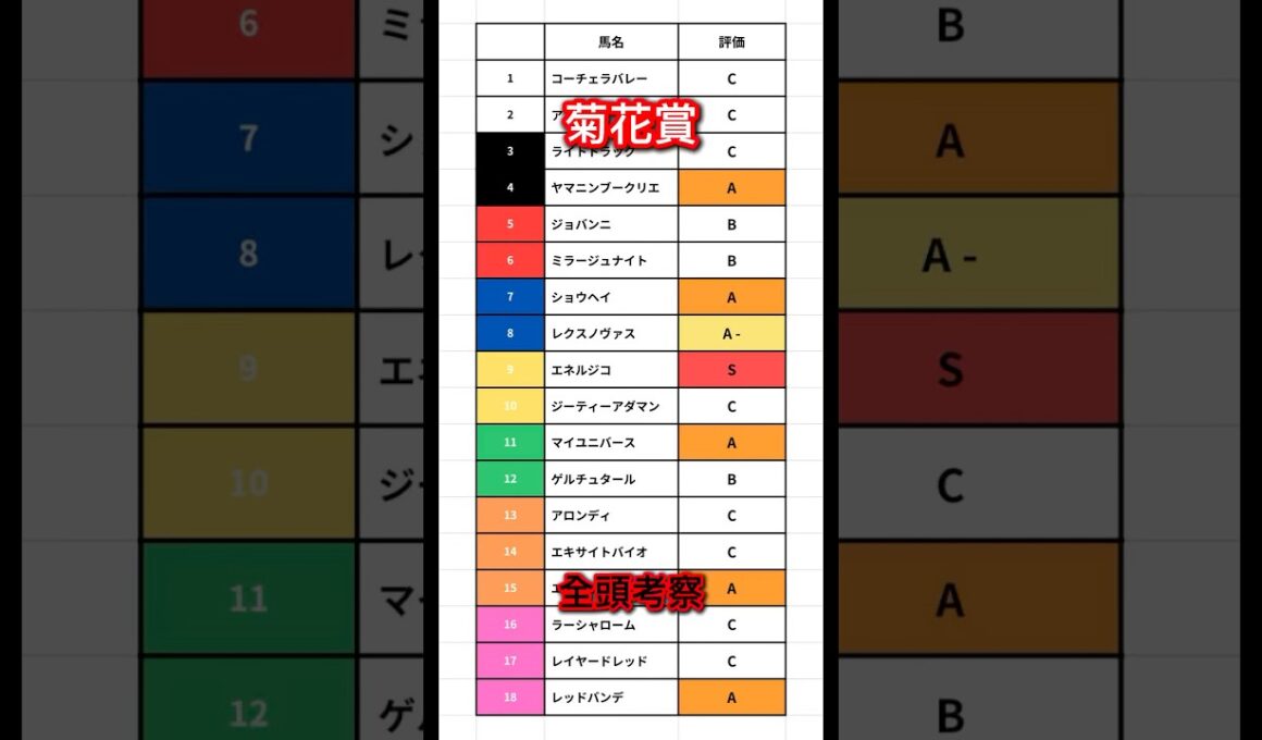 【菊花賞】全頭考察 #競馬 #競馬予想 #追い切り #ウマ娘 #菊花賞 #菊花賞2025 #エネルジコ #マイユニバース #ルメール #武豊 #shorts