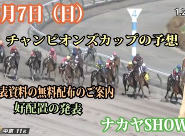 【競馬】チャンピオンズカップ　無料・無償の推奨穴馬予想 　出馬表チェック資料無料配布のご案内