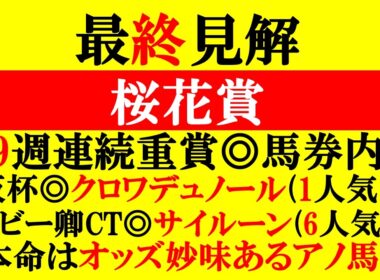【桜花賞 最終見解 2026】9週連続重賞◎馬券内！本命はオッズ妙味あるアノ馬！！