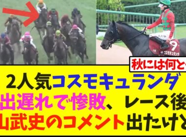 2人気コスモキュランダ、出遅れで惨敗、レース後の横山武史のコメント出たけど…【オールカマー】