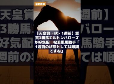 2026年10月22日 【天皇賞・秋・1週前】重賞3勝馬エルトンバローズが好気配　松若風馬騎手「1週前の状態としては順調ですね」｜競馬NEWS #Shorts