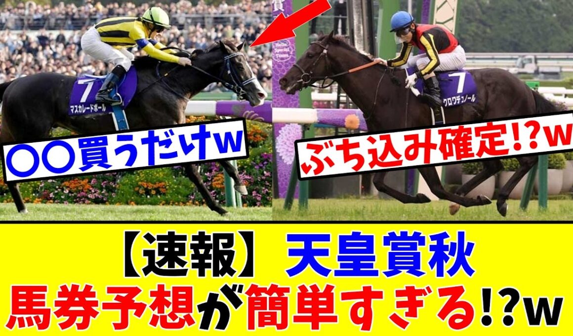 【天皇賞秋】【速報】レース展開・馬券予想が簡単すぎる!?www